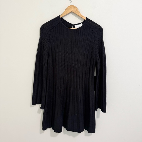 Pomander Place NWT Black Adi Long Belle Sleeve Ribbed Knit Dress - Picture 3 of 9